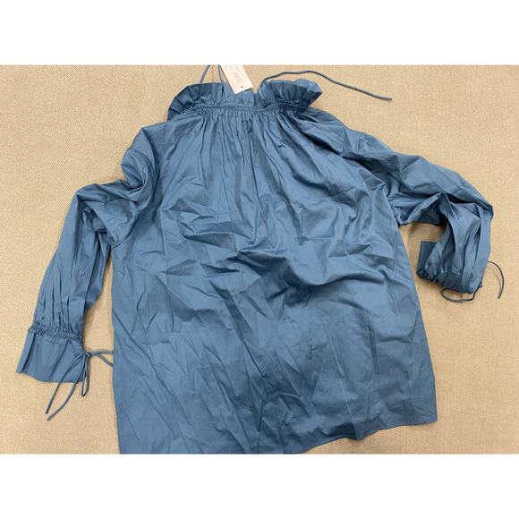 Harshman Women's Audrey Popover Blouse, Stellar Blue, Long Sleeve, NWT 220$ - Picture 3 of 9